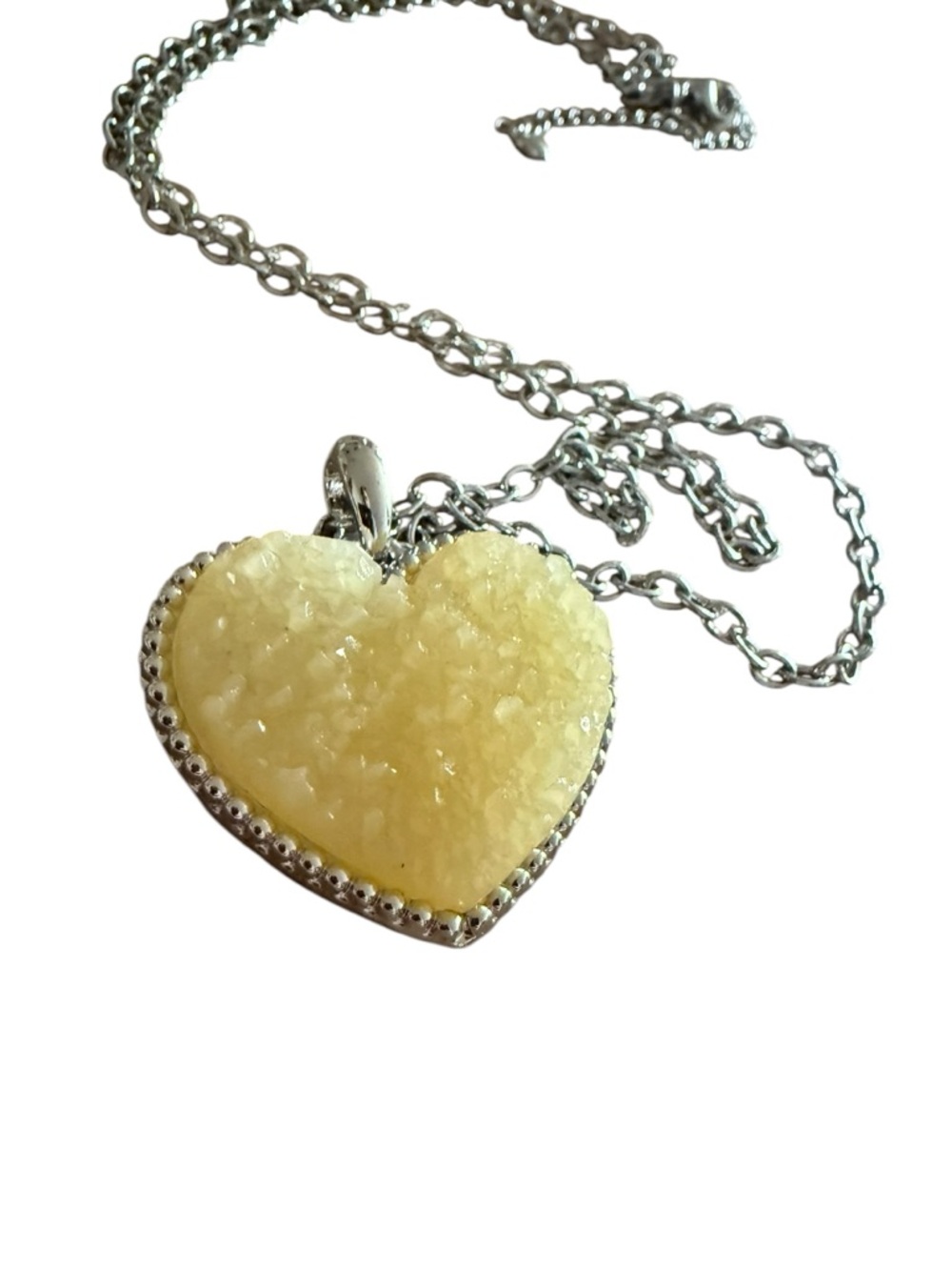 Lia Sophia Yellow Druzy Heart Pendant Necklace - Picture 2 of 7